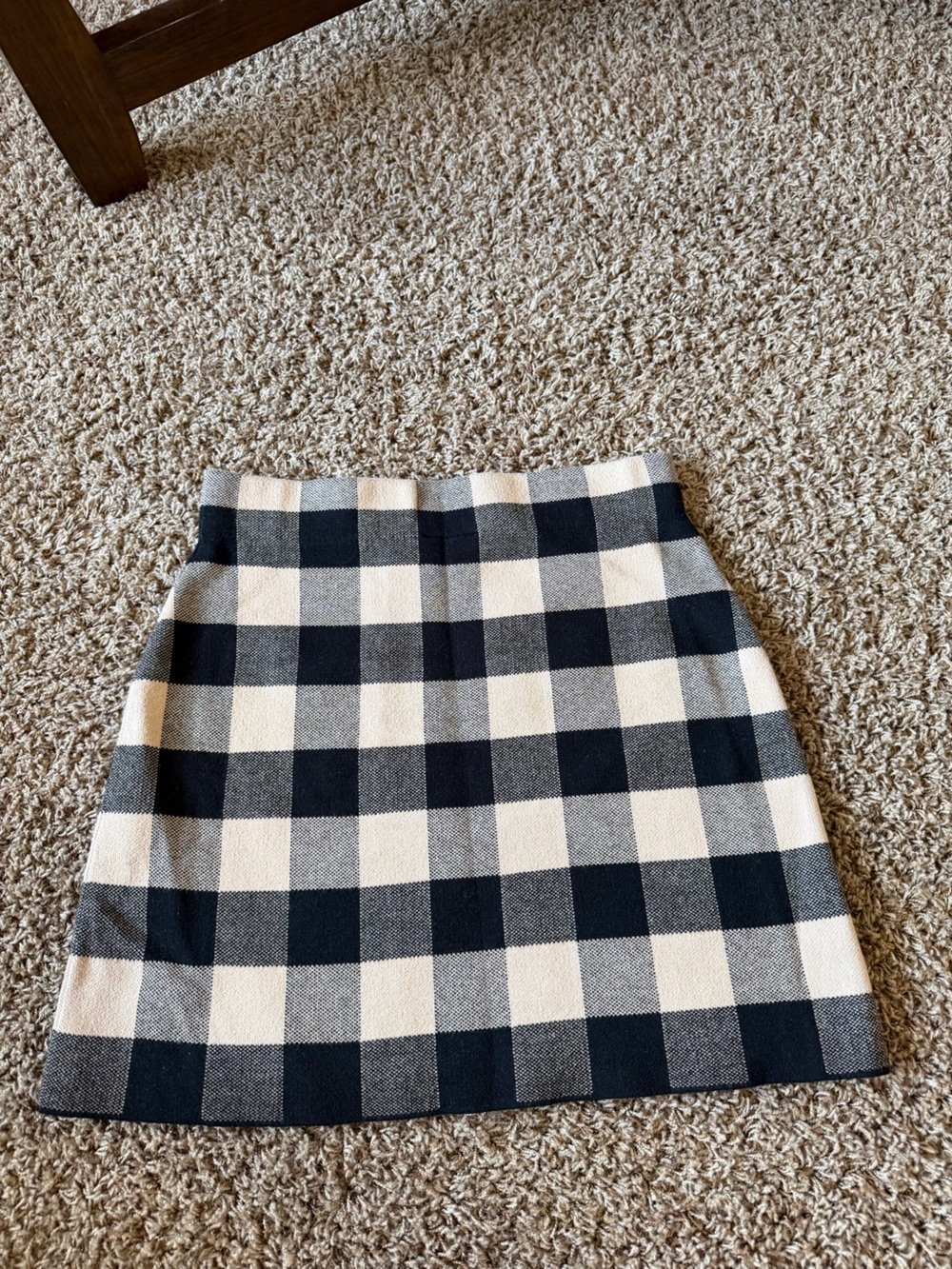 LOFT Black and Cream Checkered Women's Skirt